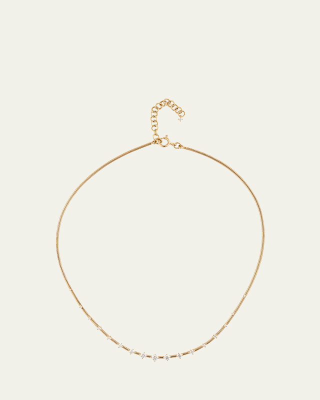 18K Yellow Gold Diamonds On Chain Necklace